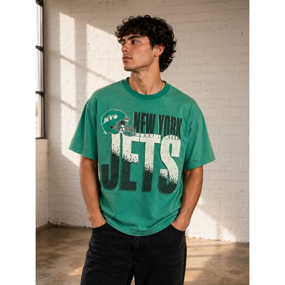 Vintage New York Jets T Shirt XL Team Rated Green Made in USA 90s NFL Single St